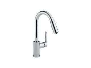 Delta Faucet 985 Grail Single Handle Kitchen Faucet, Chrome   Touch On Kitchen Sink Faucets  