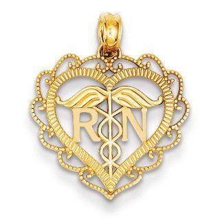 14k Registered Nurse Heart Pendant Jewelry