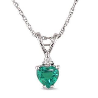 Emerald Pendant in 10K White Gold with Diamond Accent   17   Zales