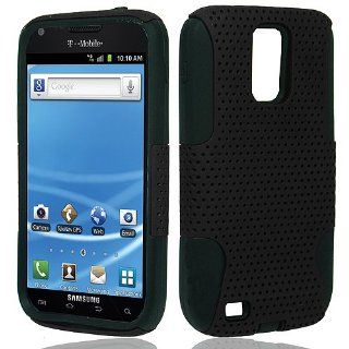 Black Hard Soft Gel Dual Layer Mesh Cover Case for Samsung Galaxy S2 S II T Mobile T989 SGH T989 Hercules Cell Phones & Accessories