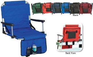 Portable Stadium Seat with Arm Rests and Pockets   Black  Camping Chairs  Sports & Outdoors