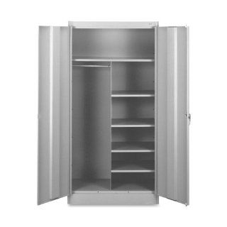 Tennsco Combination Wardrobe/Storage Cabinet   36" x 18" x 72"   Security Lock   Light Gray 