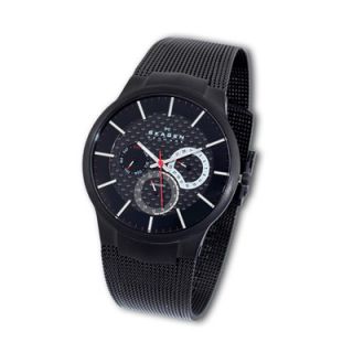 Mens Skagen Multi Function Black Titanium Mesh Bracelet Watch (Model
