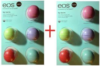 Ten 10 Eos Organic Smooth Sphere Lip Balm   2 each Summer Fruit, Sweet Mint, Strawberry Sorbet, Passion Fruit, Honeysuckle Honeydew (2x 5 Pack) Health & Personal Care