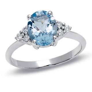 Oval Aquamarine and Diamond Ring in 10K White Gold   Zales