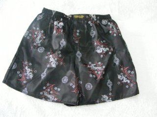 Thai Silk Boxer Shorts  Oriental Dragon Design  Black (28 30) 