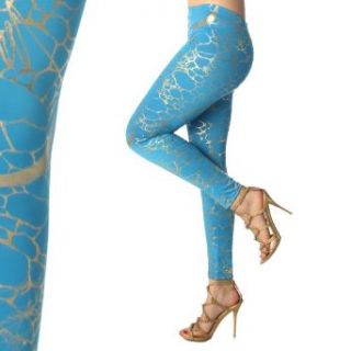 Fashion Chic pant Solid foil tights blue L/XL PCS997
