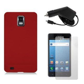 SAMSUNG INFUSE i997   RED SOFT SILICONE SKIN CASE + CAR CHARGER CLA + CLEAR SCREEN PROTECTOR Cell Phones & Accessories
