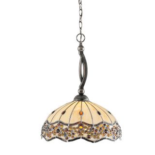 Brooster 16 in W Black Copper Pendant Light with Tiffany Style Shade