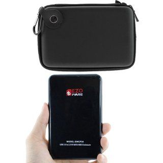 EZOWare USB 3.0 Portable External Enclosure + Black Eva Hard Pouch Carrying Case for Most 2.5 Inch SATA Hard Drive Computers & Accessories