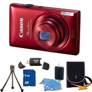 Canon PowerShot ELPH 300 HS Red Digital Camera 8GB Bundle   Includes PowerShot ELPH 300 HS Red Digital Camera, 8 GB Memory Card, Camera Carrying Case, Memory Card Reader, Mini Tripod, and Cleaning Kit  Point And Shoot Digital Camera Bundles  Camera &