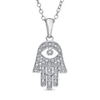 10 CT. T.W. Diamond Hand of Fatima with Evil Eye Pendant in Sterling