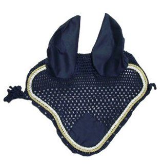 Quality Crochet Horse Ear Net Crocheted FLY Bonnet Fly Veil NEW Dark Blue Sports & Outdoors