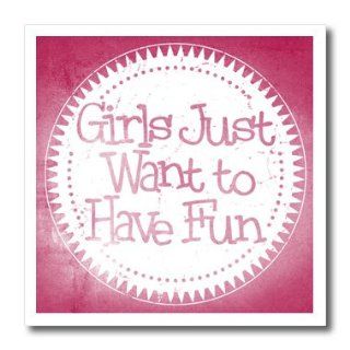 ht_44323_3 Anne Marie Baugh Fun Word Art   Pink On White Girls Just Want To Have Fun Word Art   Iron on Heat Transfers   10x10 Iron on Heat Transfer for White Material Patio, Lawn & Garden