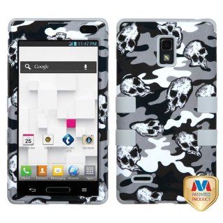 Dual Layer Plastic Silicone Tuff Gray Skull Camouflage On Gray Hard Cover Snap On Case For LG Optimus L9 P769 (StopAndAccessorize) Cell Phones & Accessories