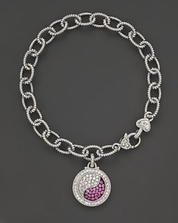 Judith Ripka Sterling Silver Ying Yang Charm Bracelet With White And Pink Sapphires's