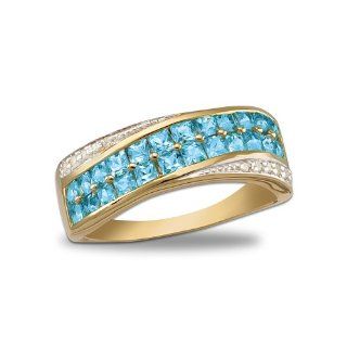 Blue Topaz And Diamond Ring Brilliant Embrace by The Bradford Exchange The Bradford Exchange Jewelry