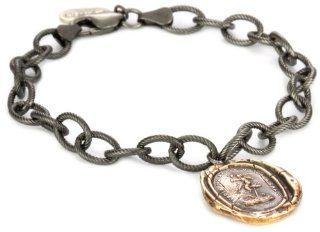 Pyrrha "talisman" Bronze Cherub Of Hope Heavy Cable Charm Bracelet Jewelry