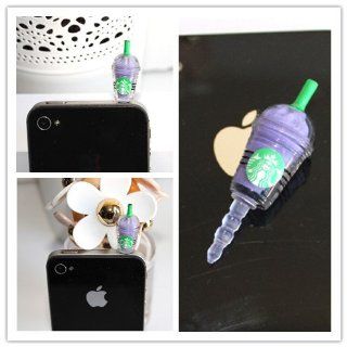 Hot New Starbucks Coffee Style 3.5mm Headphone Anti dust Plug Cap for Iphone 4 4s Samsung Galaxy HTC Lg(1psc Purple) Cell Phones & Accessories