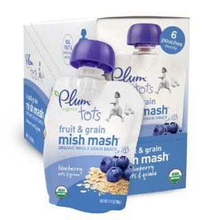 Plum Organics Tots Fruit and Grain Mish Mash, Blueberry, Oats and Quinoa, 3.17 Ounce Pouches (Pack of 12)  Grocery & Gourmet Food