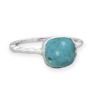 Stackable Ring Turquoise Square Shape Sterling Silver Jewelry