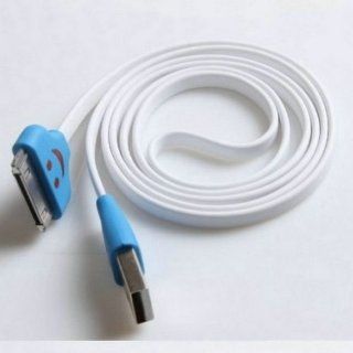 Ayangyang 1m (3feet) White Smile Face Noodle Flat USB Sync Data & Charger Cable Colorful Noodles Cable 1m for Iphone 4 4g 3 3g Computers & Accessories