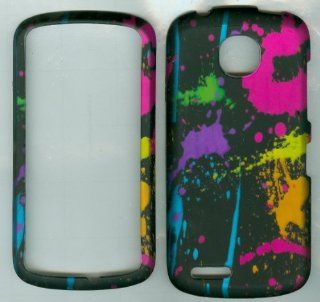 Black Multi Color Paint Squirt Pantech Marauder R910l Snap on Faceplate Hard Cell Phones & Accessories