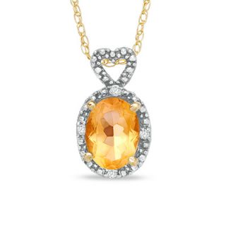 Oval Citrine and Diamond Accent Frame Pendant in 10K Gold   Zales