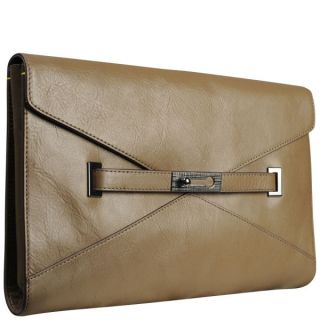 French Connection Game On Large Leather Envelope Clutch      Clothing