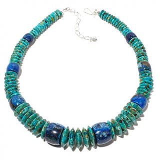 Jay King Bold 2 Tone Turquoise Bead Sterling Silver 18 1/2" Necklace