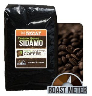 OFT Ethiopian Water Processed Decaf Natural Sidamo Coffee, 5 Lb. Bag, Whole Bean, Fresh Roasted Coffee LLC  Coffee Substitutes  Grocery & Gourmet Food