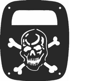 JeepTails Skull and Crossbones   Jeep TJ Wrangler Tail Lamp Covers   Black   Set of 2 Automotive