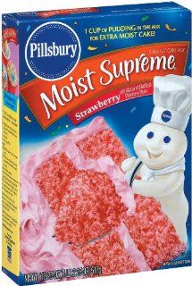 Pillsbury, Moist Supreme, Strawberry Flavored Cake Mix, 18.25oz Box (Pack of 6)  Grocery & Gourmet Food