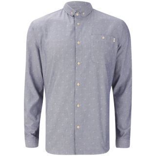 Farah 1920s Mens Pritch Button Down Long Sleeve Shirt   Deep Indigo      Mens Clothing