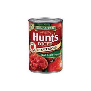 Hunt's, 100% Natural, Diced Tomatoes with Basil, Garlic & Oregano, NO SALT ADDED, 14.5oz Can (Pack of 6)  Canned And Jarred Diced Tomatoes  Grocery & Gourmet Food