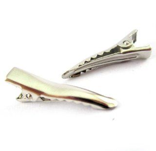 (12) Small Alligator Hair Clip with teeth, Silver Metal Curl Prong Clips Spring in Hair   1 1/8 Inch 30mm  Beauty
