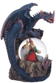 Dragon & Wizard Snow Globe Fantasy Decoration Figurine Statue Model  
