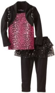 Almost Famous Girls 2 6X Animal Print Shrug Set, Black Leopard, 5/6 Clothing