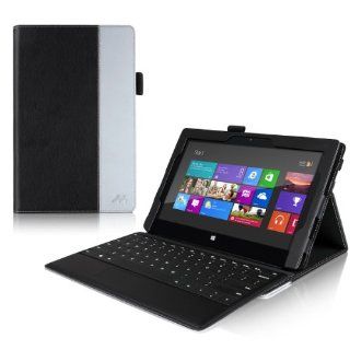 Manvex Leather Case for the Microsoft Surface PRO Tablet **NOW COMPATIBLE with the SURFACE PRO 2 / ALSO WORKS with both Microsoft Keyboards**  Built in Stand with Multiple Viewing Angles with Stylus Holder   Black/Gray Computers & Accessories