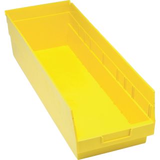 Quantum Storage Store-More 6in. Shelf Bin — 23 5/8in.L x 8 3/8in.W x 6in.H Size, Yellow, Carton of 6  Economy Shelf Bins