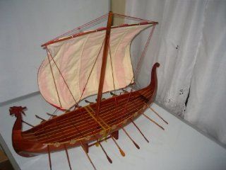 Viking Dragon Boat High Quality Hand Made Wooden Model Ship 32" Already Built with Minor Assembly Require " Not a Kit " 