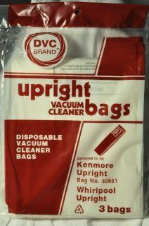 Kenmore 50651 Upright Vacuum Cleaner Bags, DVC Replacement Brand, designed to fit Kenmore Upright Vacuum Cleaners using Bag No 50561, also Fits Whirlpool Upright Vacuum Model FV2000/8000 Cleaners, 3 bags in pack   Household Vacuum Bags Upright