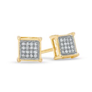 10 CT. T.W. Diamond Micro Pavé Square Stud Earrings in 10K Gold
