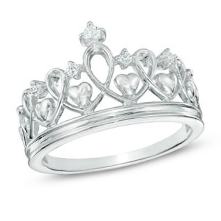 Diamond Accent Heart Crown Ring in Sterling Silver   Zales