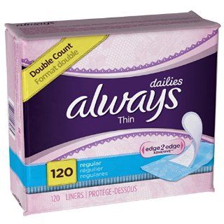 Thin Dailies, Unscented, Wrapped 120 Count (Pack of 2) Health & Personal Care