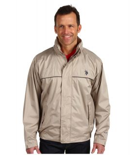 U.S. Polo Assn Windbreaker with Piping Mens Coat (Taupe)
