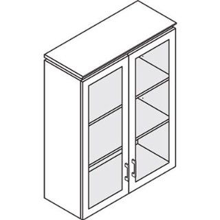 HON Announce Series Bookcase Hutch, Glass Doors, 36w x 14 3/4d x 48h, Bourbon Cherry   Hutch Furniture Attachments