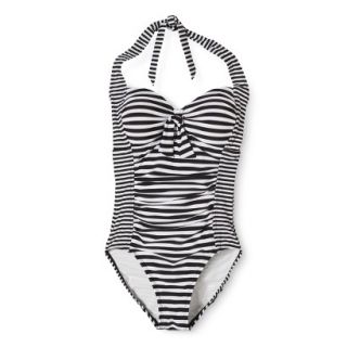 Womens Stripe 1 Piece Swimsuit  Black XL