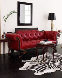 Red Tufted Leather Loveseat   Old Hickory Tannery