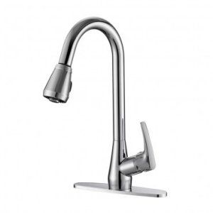 Ruvati RVF1226B1CH Polished Chrome Turino Pullout Spray Kitchen Faucet with Deck